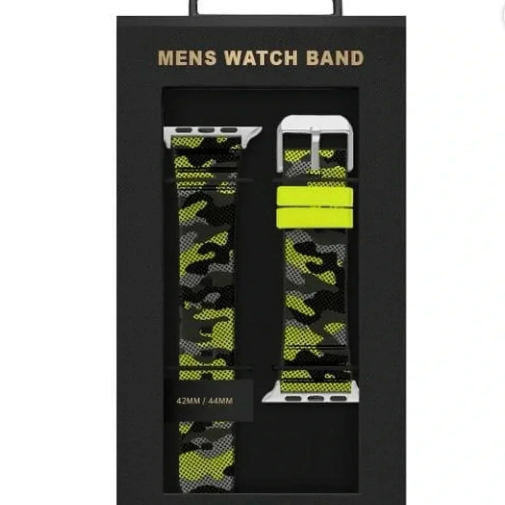 American Exchange Men's Rubber Watch Strap Compatible w/ 42mm 44mm Apple Watch